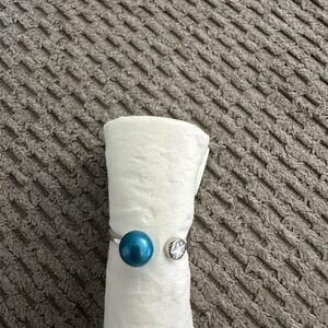 Elegant Silver and Blue Pearl Ring